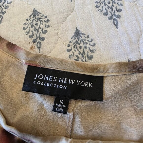 Jones New York Collection Silk Blend Midi Skirt Size 14 Brown Pink Abstract - Picture 6 of 13